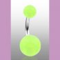 Surgical Steel Navel Belly Ring with Glow in the Dark Yellow Balls
