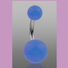 Surgical Steel Navel Belly Ring with Glow in the Dark Blue Balls