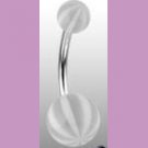 Surgical Steel Navel Belly Ring with UV Candy Striped White Balls