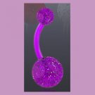 Flexible Navel Belly Ring with Glitter Ball Purple