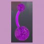Flexible Navel Belly Ring with Glitter Ball Purple