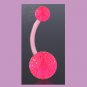 Flexible Navel Belly Ring with Glitter Ball Pink
