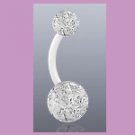 Flexible Navel Belly Ring with Glitter Ball Clear