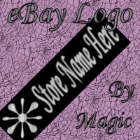 Shiny Silver Art Deco Star on Black Customized eBay Store Logo 310 X 90 #L062
