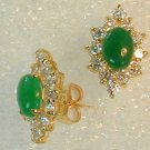 2 ct Fine Burmese Jade Earrings with cz in this fine gold setting.