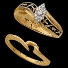 14K Yellow Gold Religious Bridal Diamond Ring