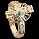 14K Two Tone Gold Men's Crucifix Ring