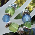 Acrylic Blues & Greens Stretch Bracelet