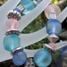 Acrylic PInk & Blue Stretch Bracelet Handmade