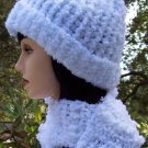 White Boucle Hat & Scarf Set Handmade Crochet