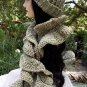 Crochet Hat & Ruffles Scarf Set Sage Green Handmade