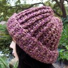 Handmade Crochet Hat  Plum Tweed