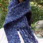 Blue Wool Crochet Hat & Scarf Set-Handmade