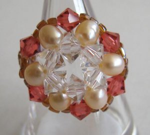 Cute Swarovski Crystal Beads Flower Ring