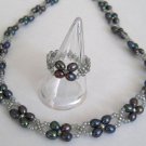 BEAUTIFUL BLACK PEARL NECKLACE & RING SET