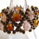 Czech Beads Pink and Brown Ring