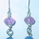 Short Purple / Blue Dangly Pierced Earrings
