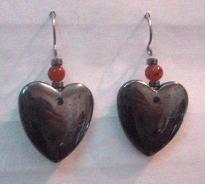 Hematite HEART Pierced Earrings