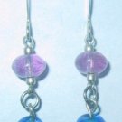 Short Purple / Blue Dangly Clip-On Earrings