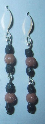 Black & Brown Plastic Beads Clip-On Earrings