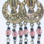 Mauve/Black/Gold Clip-On Earrings