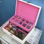 Shabby Chic Wooden Jewelry Box Cream & pink