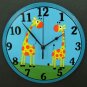 Round Wall Clock With Giraffes Painting