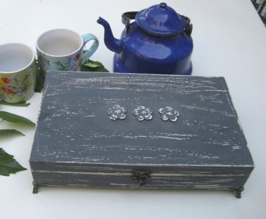 Tea box grey Shabby Chic Home Decor / Tea bag box