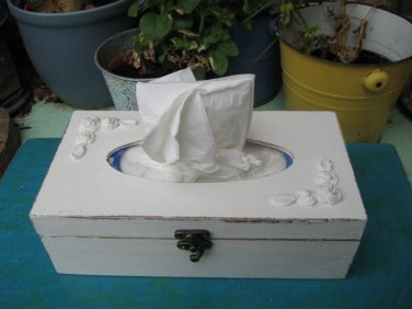 Cream Shabby Chic Wooden Tissue Box