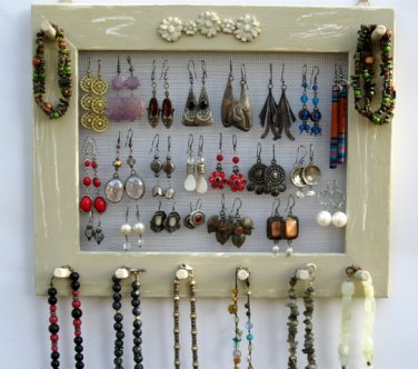 JEWELRY ORGANIZER HOLDER Widthwise mocca Shabby Chic / 25 - 40 Earrings / 24 - 36 Necklaces