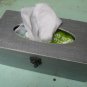Silver Tissue box, Shabby Chic wooden tissue box cover, napkin storage box,