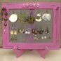 Earring Holder On A Stand / Royal Fuchsia Shabby Chic / 25 - 40 Earrings / 6-10 Necklaces