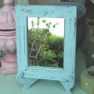 Light Blue Shabby Chic Wooden Mirror On A Stand , Vintage mirror