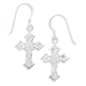 Diamond Cut Cross Earrings