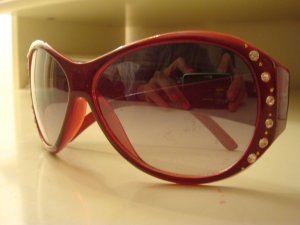New Bejeweled Red Frame Sunglasses