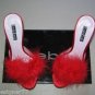 BEBE ELEGANT BOUDOIR RED FEATHER HEEL SHOES size 8