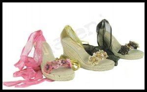 BROWN flower floral Espadrilles Wedge sz 6.5-10