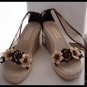 BROWN flower floral Espadrilles Wedge sz 6.5-10