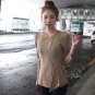Beige formfitted unique zipper detail top