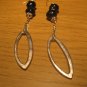 Ellipse and dark blue glass bead earrings
