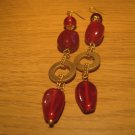 Red stone bead earrings