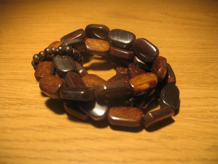Set of wood bead bracelets