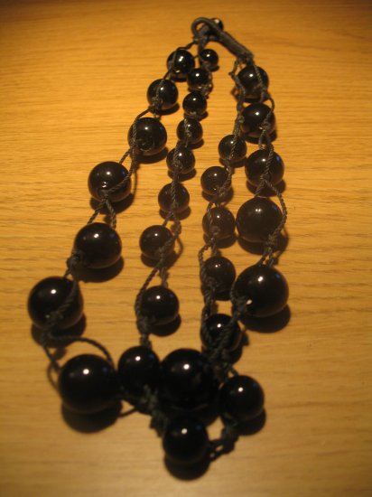 Black glass bead necklace
