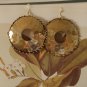 Gold tone dimpled disk earrings