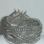 Silver tone intricately woven bead cuff