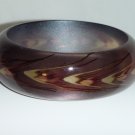 Brown handpainted wheat motif resin bangle
