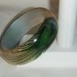 Handpainted Peacock Feather motif acrylic bangle