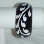 Black and white handpainted wooden bangle