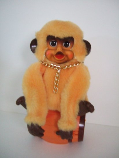 1960's Bongo Benny The Barrel Monkey Battery Operated