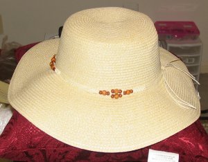 Stylish Ladies'  Wheat Colored Natural Straw Hat